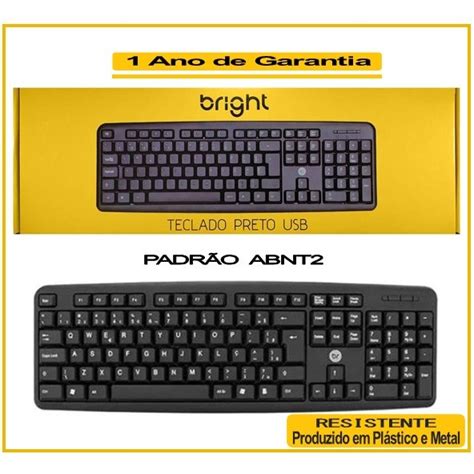 Teclado Bright 0014 Preto USB Padrão Abnt2 Desigh e Desempenho