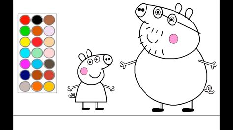 como dibujar y colorear a peppa pig y papa cerdito dibujos para niños