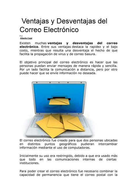 Ventajas y Desventajas del Correo Electrónico Mailon Ventajas y