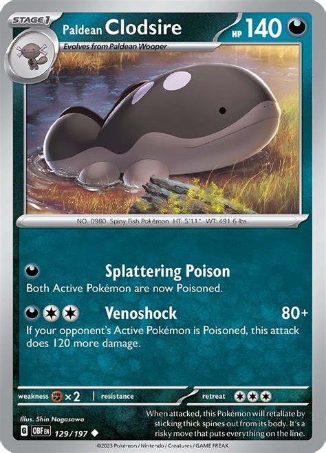 Paldean Clodsire 129197 Sv03 Obsidian Flames Pokemon