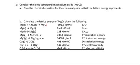 Solved 1 Consider The Ionic Compound Magnesium Oxide MgO Chegg