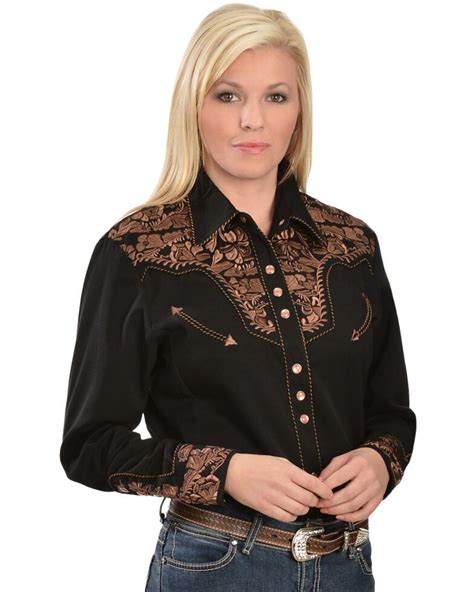 Scully Women S Floral Embroidered Long Sleeve Western Shirt Western Fashion Fashion Western