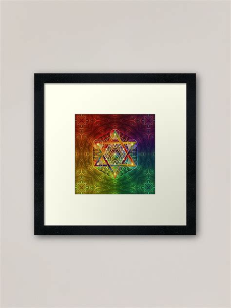 Metatron S Cube With Merkabah And Flower Of Life Framed Art Print For