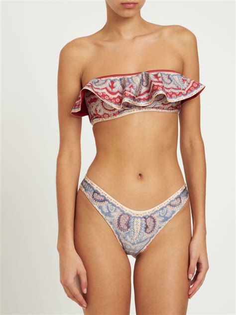 Vitali Printed Bandeau Bikini Zimmermann Women Luisaviaroma