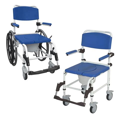 Aluminum Rehab Shower Commode Chair Wheelchair Transport Chair