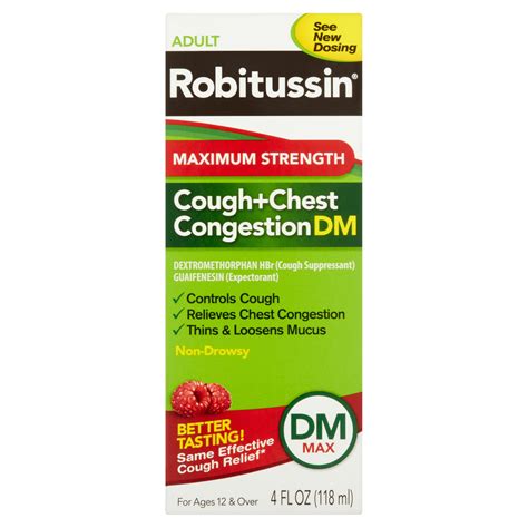 Robitussin Max Strength Cough Congestion Dm And Cold Medicine 4 Fl Oz