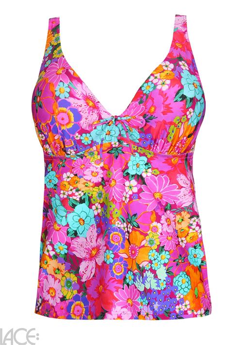 Primadonna Swim Najac Plunge Tankini Top D G Cup Floral Explosion Lace Lingerie