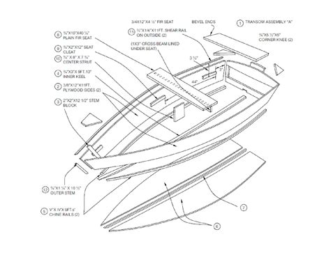 Row Boat Plans Diy Wooden Rowboat Skif Dory Canoe 11 X 3 Rowing Craft