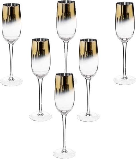 Set Van X Champagneglazen Flutes Gouden Rand Ml Arya Van Glas