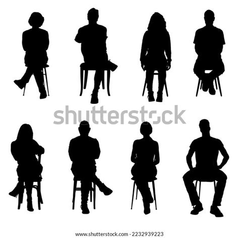 Silhouette People Sitting On Chair Stock Illustration 2232939223 ...