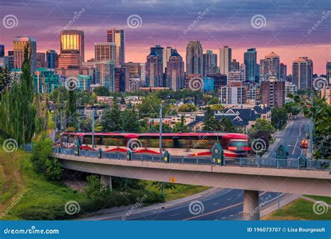 Vivid Sunrise Clouds Over the Calgary Skyline Stock Image - Image of ...