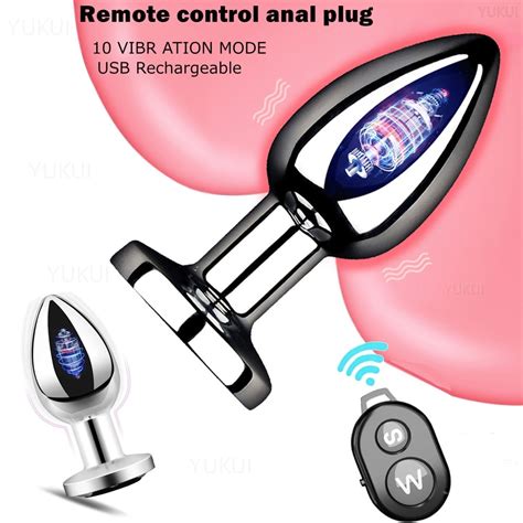 Wireless Remote Control Anal Vibrator Metal Butt Plug Men Prostate Massager Female Masturbator