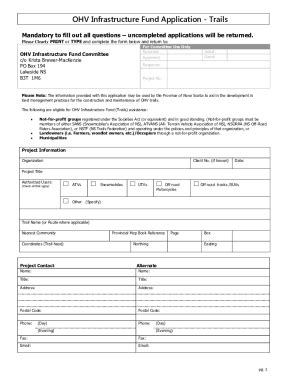 Fillable Online Application For Funding From The Off Highway Vehicle