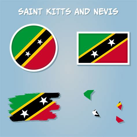 Map of Saint Kitts and Nevis in Saint Kitts and Nevis flag colors ...