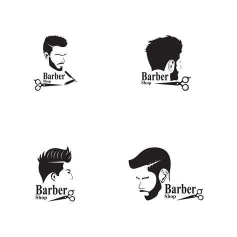 Barber Shop Hair Style Silhouette Vector Template 22782348 Vector Art ...