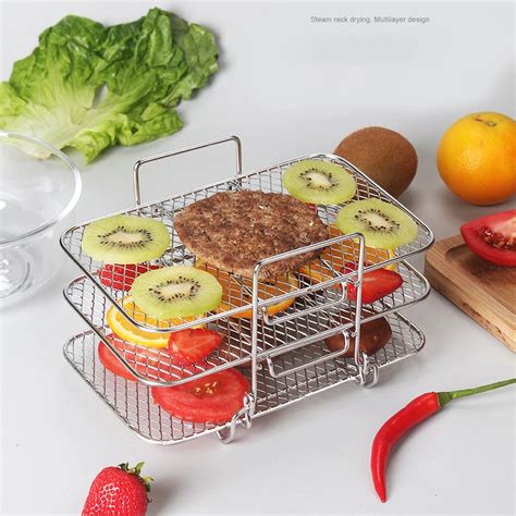 Air Fryer Rack For Ninja Dual Air Fryer 304 Stainless Steel Multi Layer Dehydrator Rack Toast