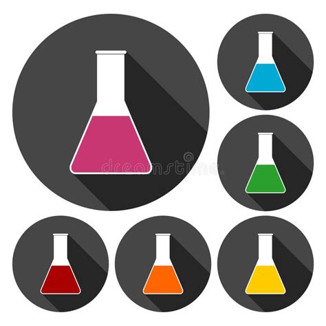 Test Tube Icons Set With Long Shadow Stock Vector Illustration Of