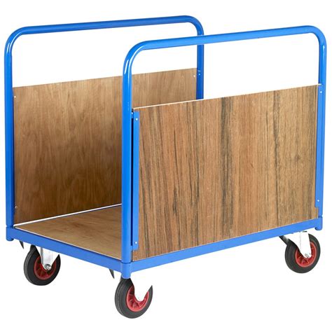 Warehouse Platform Trolley With Sides Wooden Side Panels Llm Handling