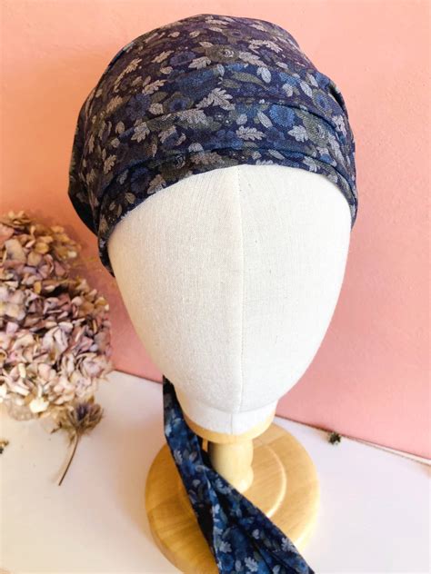 Bandeau Chimioth Rapie Plumetis Bleu Oeko Tex Atelier Foudre Turbans