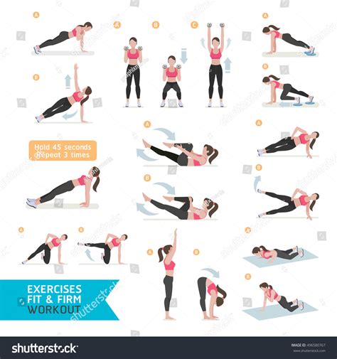 Woman Workout Fitness Aerobic Exercises Vector Stock Vector Royalty