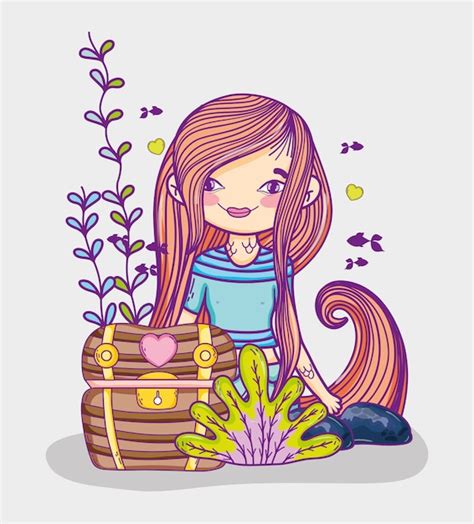 Premium Vector Cute Mermaid Cartoon