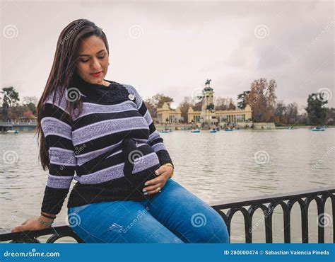 Pregnant Latina Woman In A Lake Stock Photo Image Of Beautiful Belly 280000474