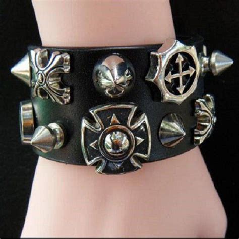 Cuff Leather Cross Wristband Bracelet Goth Punk Celtic Emo Wristband