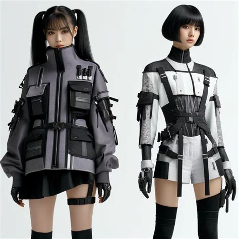 Two Women In Futuristic Y3k Cyberpunk Fashion In 2024 Cyberpunk