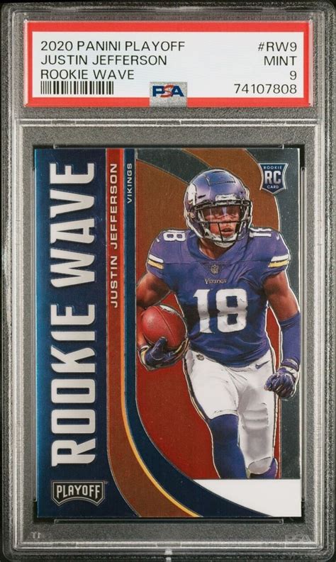 2020 Justin Jefferson Playoff Rookie Wave RW9 PSA 9 Mint RC Pop Of 38