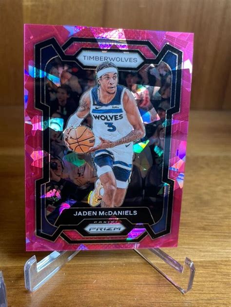 Jaden McDaniels 2023 24 Panini Prizm Pink Cracked Ice 238 Timberwolves