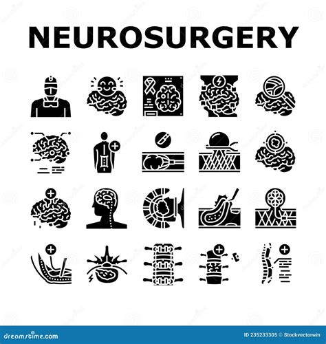 Neurosurgery Medical Treatment Icons Set Vector Stock Vector