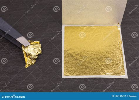 Edible gold leaf stock image. Image of slate, transfer - 164140497