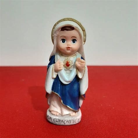 Imagem Infantil do Sagrado Coração de Maria em Resina 8 cm