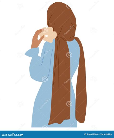 Abstract Muslim Woman Faceless Portrait Modern Female In Hijab With