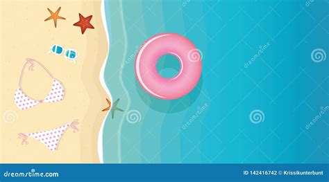 Bikini And Sunglasses On A Beautiful Beach With Starfish Stock Vector Illustration Of Bikini