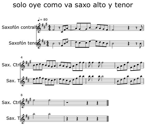 Solo Oye Como Va Saxo Alto Y Tenor Sheet Music For Alto Saxophone Tenor Saxophone