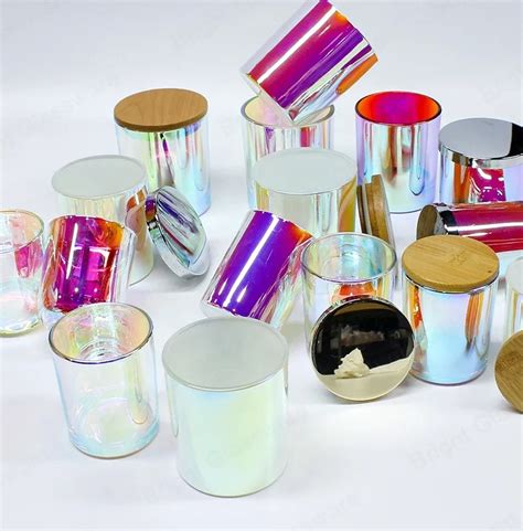 Luxury Iridescent Candle Jar Unique Holographic Glass Candle Holder