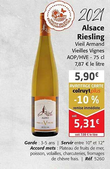 Promo 2021 Alsace Riesling Vieil Armand Vieilles Vignes Aop Hve Chez