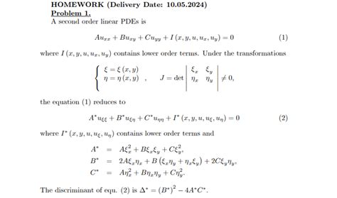 Solved Problem 1 A Second Order Linear PDEs Chegg