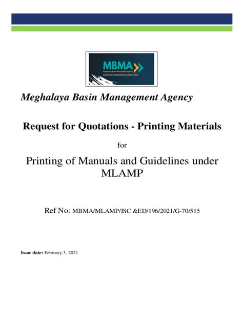 Fillable Online Mbda Gov Request For Quotations Procurement Of Goods