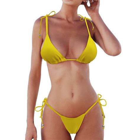 Women Bikini Trap Wrap Pad High Wait Et V Neck Wimuit Thong Wimwear