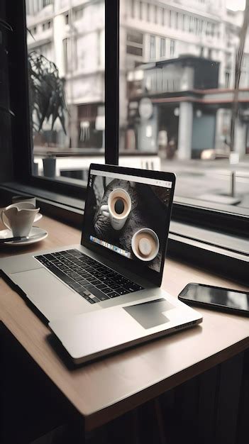 Free AI Image | Laptop and coffee cup on wooden table in coffee shop ...