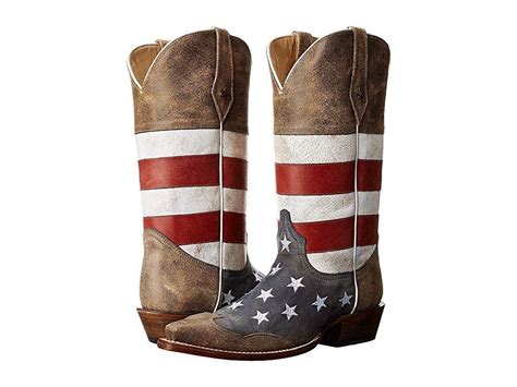 Roper American Flag Snip Toe Brown Cowboy Boots Show Your True