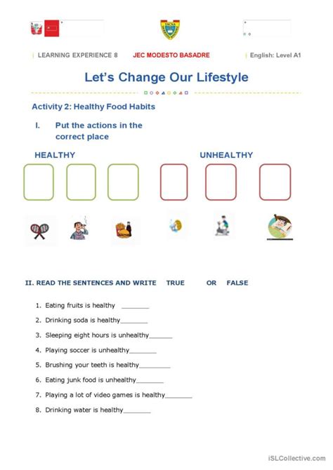 Healthy Habits Worksheet English Esl Worksheets Pdf Doc NBKomputer