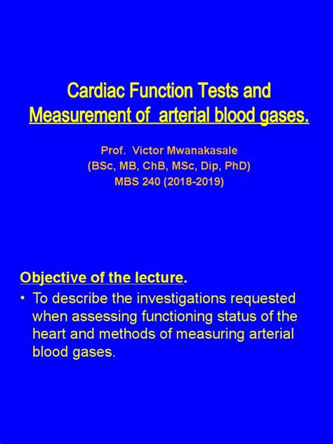 Cardiac Function Tests and Measurement of Arterial Blood Gases: An Overview of Non-Invasive and ...