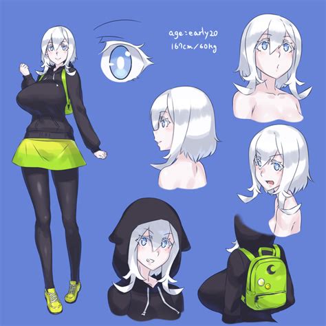 Safebooru 1girl Backpack Bag Blue Eyes Breasts Character Sheet