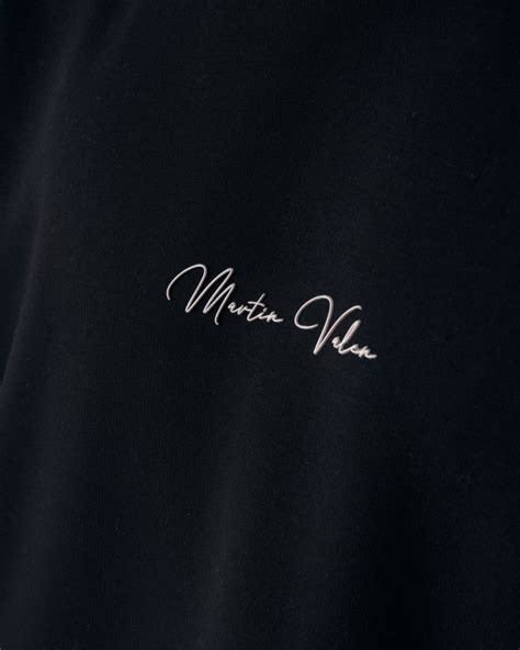 Mens Oversized Signature Detail Black Cordless Hoodie Martin Valen