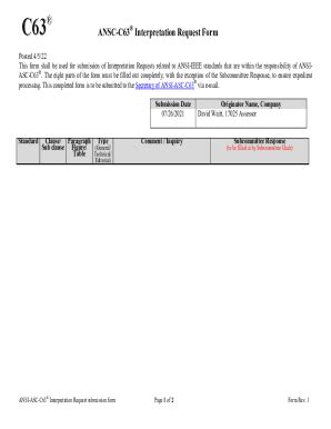 Fillable Online ANSC C63 Interpretation Request Form Fax Email Print