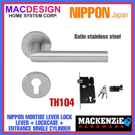 NIPPON TH104 MORTISE LEVER ENTRANCE LOCKSET SATIN STAINLESS LEVER