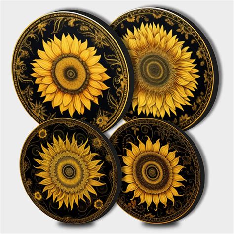 Retro Sunflowers Electric Stove Burner Covers Set Of 4 Round Stove Burner Covers 8 Inches And